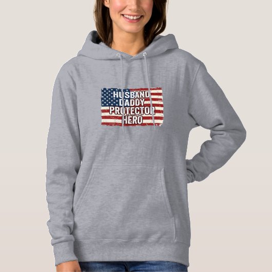 Patriotisches Ehemann Daddy Beschützer Held Flagge Hoodie (Vorderseite)