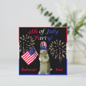 Patriotisches Eichhörnchen 4. von Juli-Party Einladung (Stehend Vorderseite)