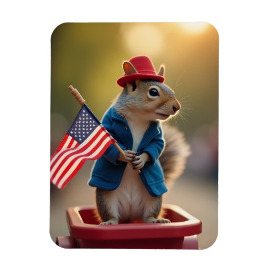 Patriotisches Eichhörnchen Magnet (Vertikal)