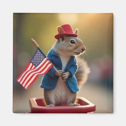 Patriotisches Eichhörnchen Magnet (Vorne)