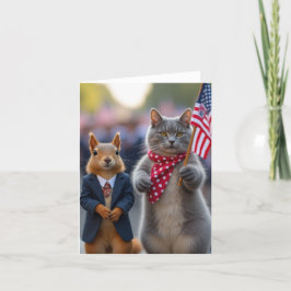 Patriotisches Eichhörnchen und Katze Dankeskarte