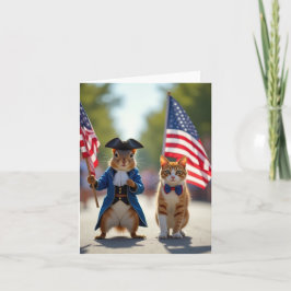 Patriotisches Eichhörnchen und Katze Karte