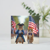 Patriotisches Eichhörnchen und Katze Karte (Stehend Vorderseite)