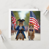 Patriotisches Eichhörnchen und Katze Karte (Vorderseite/Rückseite Beispiel)