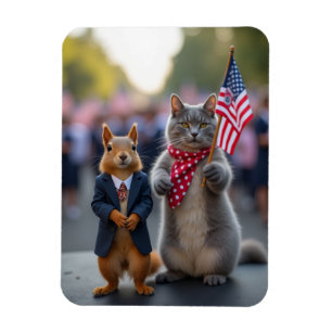 Patriotisches Eichhörnchen und Katze Magnet