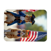 Patriotisches Eichhörnchen und Katze Magnet (Horizontal)