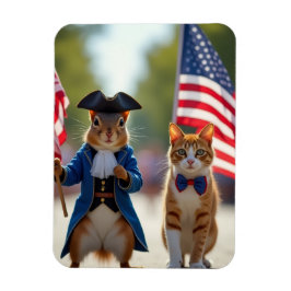 Patriotisches Eichhörnchen und Katze Magnet