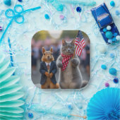 Patriotisches Eichhörnchen und Katze Pappteller (Party)