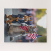 Patriotisches Eichhörnchen und Katze Puzzle (Horizontal)