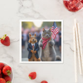 Patriotisches Eichhörnchen und Katze Serviette (Beispiel)