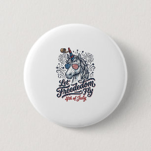 Patriotisches Einhorn 4. Juli Freedom Fly Shirt_1 Button