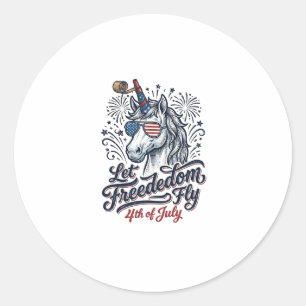 Patriotisches Einhorn 4. Juli Freedom Fly Shirt_1 Runder Aufkleber
