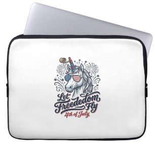 Patriotisches Einhorn 4. Juli Freiheit Fliegt Shir Laptopschutzhülle