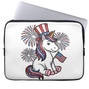 Patriotisches Einhorn-Feuerwerk-Shirt-Design_1 Laptopschutzhülle