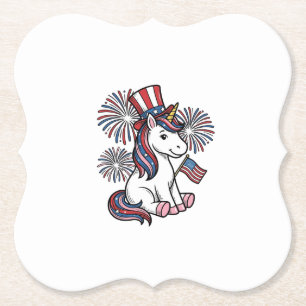 Patriotisches Einhorn-Feuerwerk-Shirt-Design_1 Untersetzer