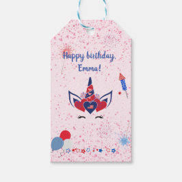 Patriotisches Einhorn Rosa Funkeln, Geschenkanhänger