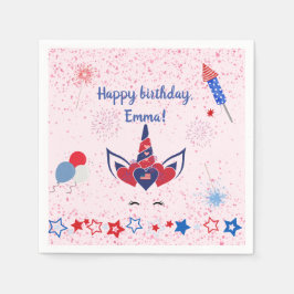 Patriotisches Einhorn Rosa Funkeln, Serviette