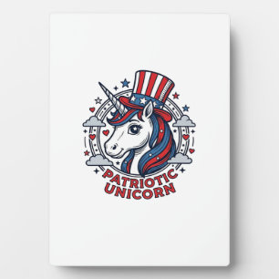 Patriotisches Einhorn Vintage-Gravur Grafik_1 Fotoplatte