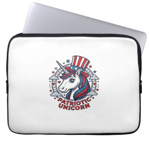 Patriotisches Einhorn Vintage-Gravur Grafik_1 Laptopschutzhülle