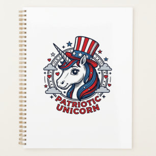 Patriotisches Einhorn Vintage-Gravur-Grafik_1 Planer