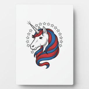 Patriotisches Einhorn Vintage Gravur Vektor Design Fotoplatte
