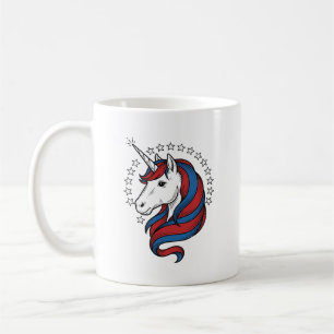 Patriotisches Einhorn Vintage Gravur Vektor Design Kaffeetasse