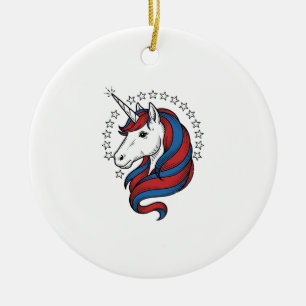 Patriotisches Einhorn Vintage Gravur Vektor Design Keramik Ornament