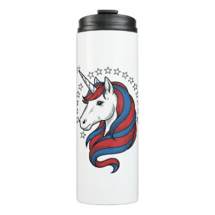 Patriotisches Einhorn Vintage Gravur Vektor Design Thermosbecher