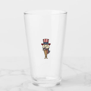 Patriotisches Eiscreme-Kegel-Vintage-Stich-Design_ Glas