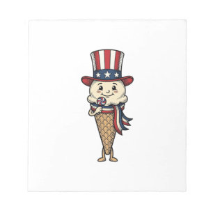 Patriotisches Eiscreme-Kegel-Vintage-Stich-Design_ Notizblock