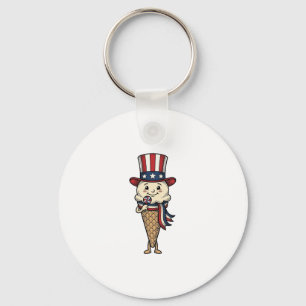 Patriotisches Eiscreme-Kegel-Vintage-Stich-Design_ Schlüsselanhänger