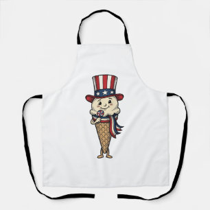 Patriotisches Eiscreme-Kegel-Vintage-Stich-Design_ Schürze