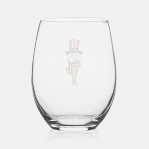 Patriotisches Eiscreme-Kegel-Vintage-Stich-Design_ Weinglas Ohne Stiel