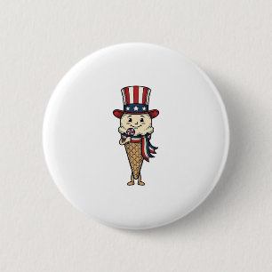 Patriotisches Eiscreme-Kegel-Vintage-Stichdesign_ Button