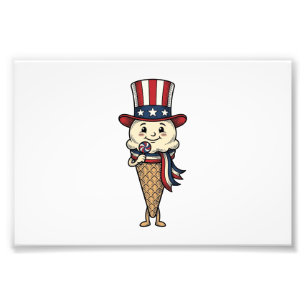 Patriotisches Eiscreme-Kegel-Vintage-Stichdesign_ Fotodruck