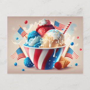 Patriotisches Eisdessert Postkarte