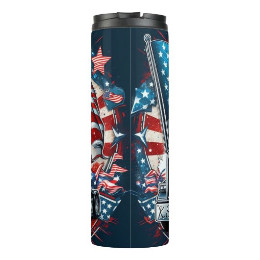 Patriotisches Emblem des amerikanischen Flaggenwag Thermosbecher (Rückseite)