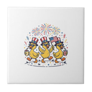 Patriotisches Enten-Trio Vintage 4. Juli-Shirt Des Fliese