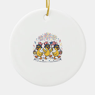 Patriotisches Enten-Trio Vintage 4. Juli-Shirt-Des Keramik Ornament