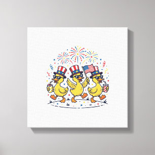 Patriotisches Enten-Trio Vintage 4. Juli-Shirt Des Leinwanddruck