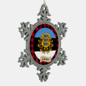Patriotisches Estland, Büffel kariert, Estnische F Schneeflocken Zinn-Ornament (Links)