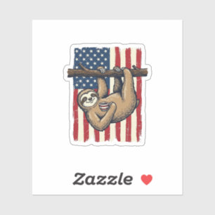 Patriotisches Faultier Vintage-Stickerei-Shirt-Des Aufkleber
