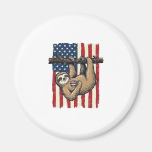 Patriotisches Faultier Vintage-Stickerei-Shirt-Des Magnet