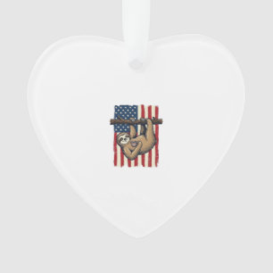 Patriotisches Faultier Vintage-Stickerei-Shirt-Des Ornament