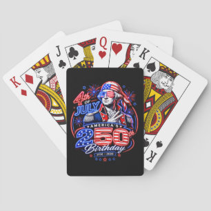 Patriotisches Feuerwerk-Design mit George Washingt Spielkarten