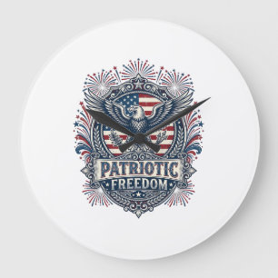 Patriotisches Feuerwerk Festival Vektorgrafik T-Sh Große Wanduhr