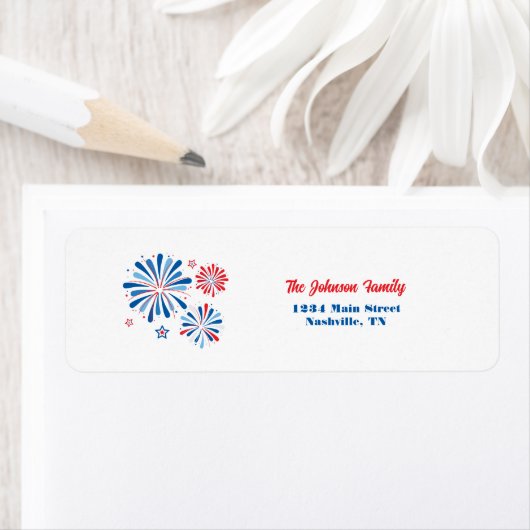 Patriotisches Fireworks-Rücksendeadresse-Label (Insitu)