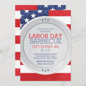 Patriotisches Flag-Labor-Tag Sommergrill-Party Einladung (Vorne/Hinten)