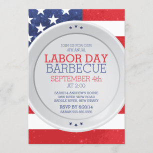Patriotisches Flag-Labor-Tag Sommergrill-Party Einladung