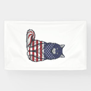 Patriotisches Flaggen-Katz Vintage-Stich-Shirt-Des Banner
